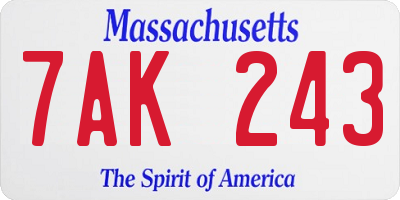 MA license plate 7AK243