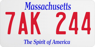 MA license plate 7AK244