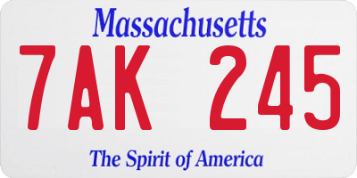 MA license plate 7AK245