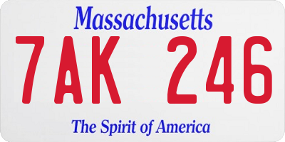 MA license plate 7AK246