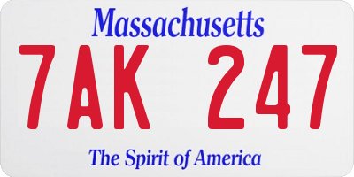 MA license plate 7AK247