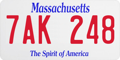 MA license plate 7AK248