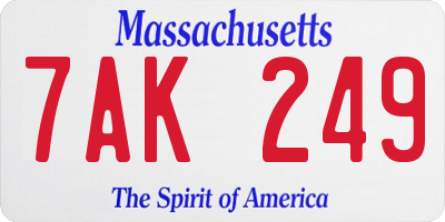 MA license plate 7AK249