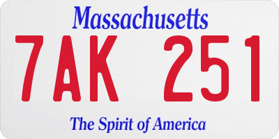 MA license plate 7AK251