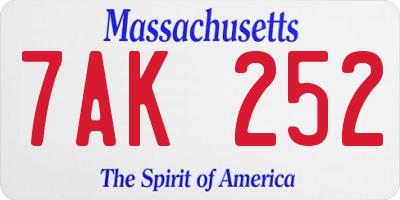 MA license plate 7AK252