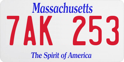 MA license plate 7AK253