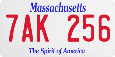 MA license plate 7AK256