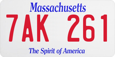 MA license plate 7AK261