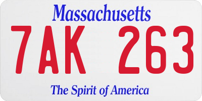 MA license plate 7AK263