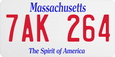 MA license plate 7AK264