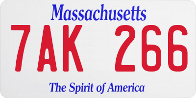 MA license plate 7AK266