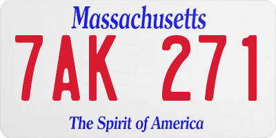 MA license plate 7AK271