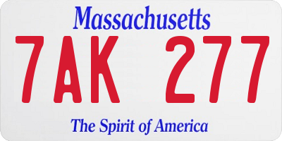 MA license plate 7AK277