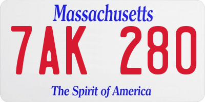 MA license plate 7AK280
