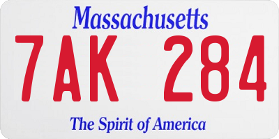 MA license plate 7AK284