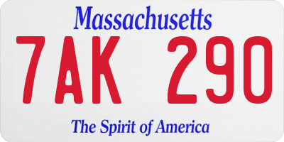 MA license plate 7AK290