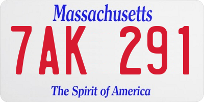 MA license plate 7AK291