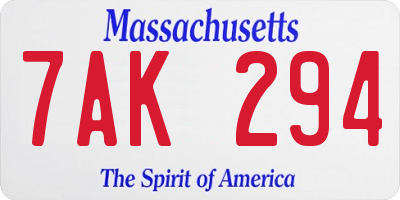 MA license plate 7AK294