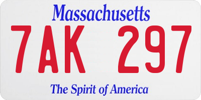 MA license plate 7AK297