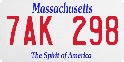 MA license plate 7AK298