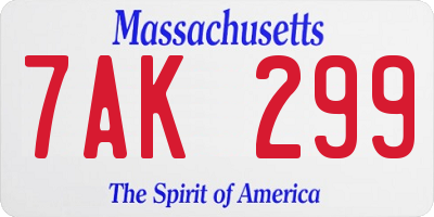 MA license plate 7AK299
