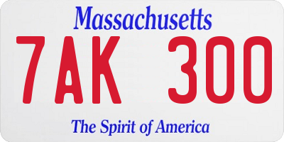 MA license plate 7AK300