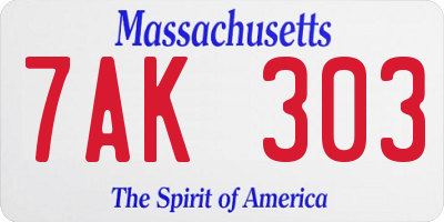 MA license plate 7AK303