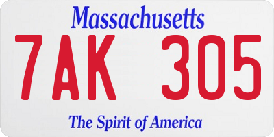 MA license plate 7AK305