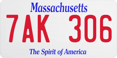 MA license plate 7AK306