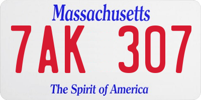MA license plate 7AK307