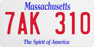MA license plate 7AK310