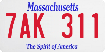 MA license plate 7AK311