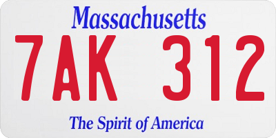 MA license plate 7AK312