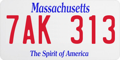 MA license plate 7AK313