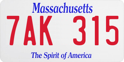MA license plate 7AK315