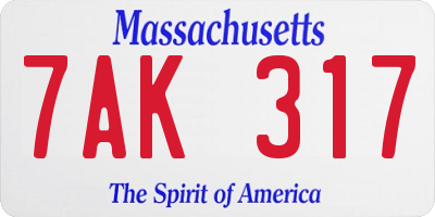 MA license plate 7AK317