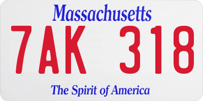 MA license plate 7AK318