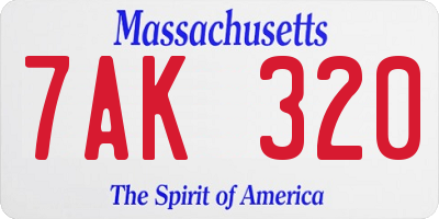 MA license plate 7AK320