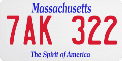 MA license plate 7AK322