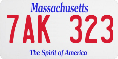 MA license plate 7AK323