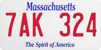 MA license plate 7AK324