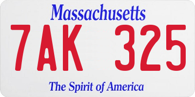 MA license plate 7AK325
