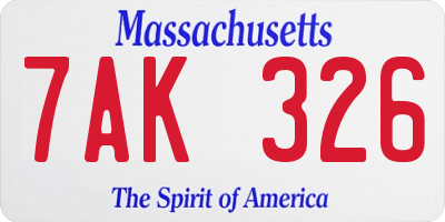 MA license plate 7AK326