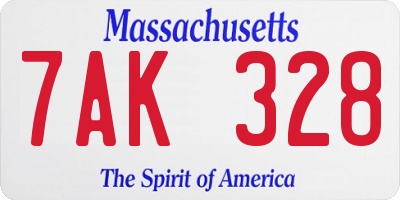 MA license plate 7AK328