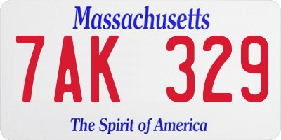 MA license plate 7AK329
