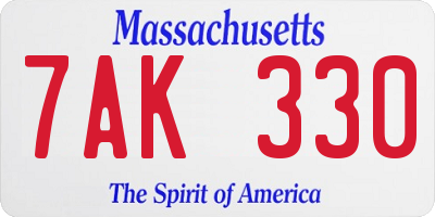 MA license plate 7AK330
