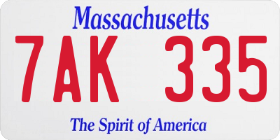 MA license plate 7AK335