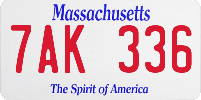 MA license plate 7AK336