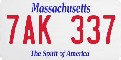 MA license plate 7AK337