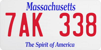 MA license plate 7AK338